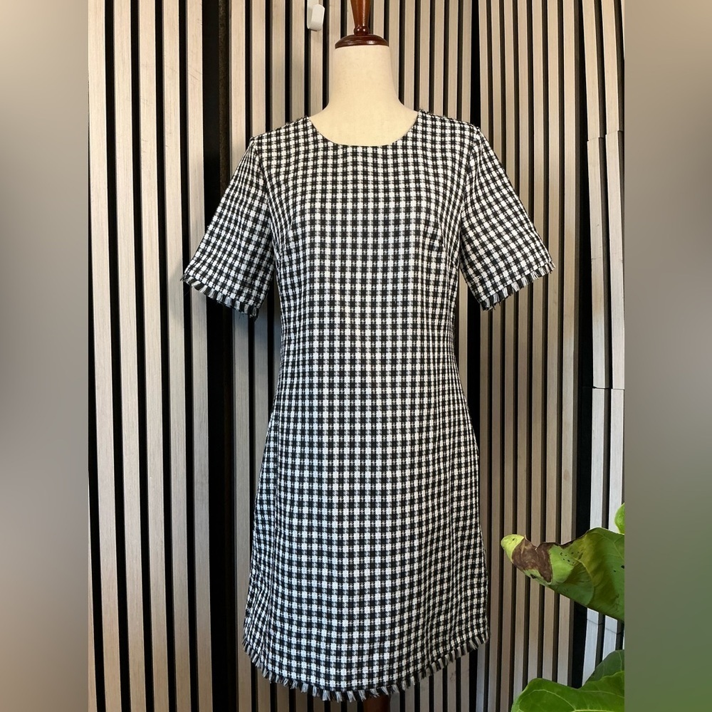NWT Tahari Black and White Checkered Mini Dress Sz 8 - Picture 1 of 5